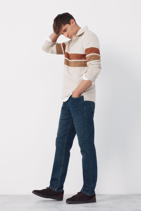 Cortefiel Polo rugby bloques Beige