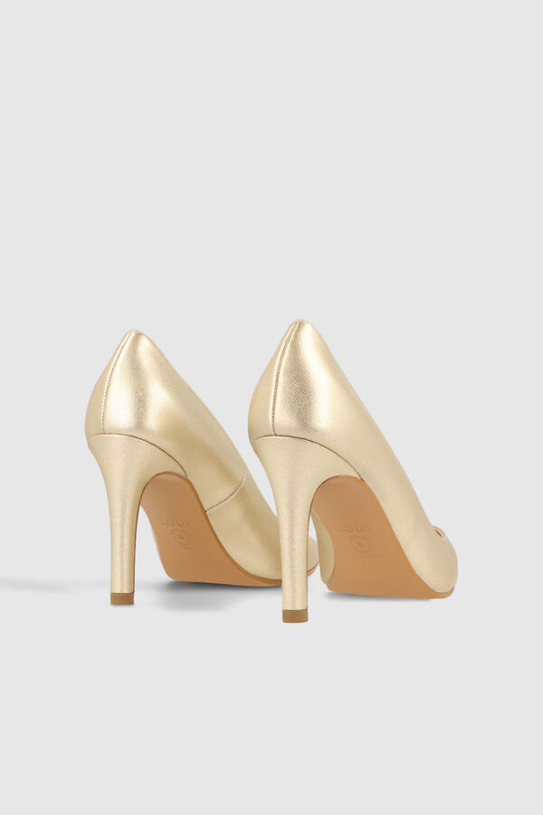 Cortefiel Basic gold leather pump Yellow