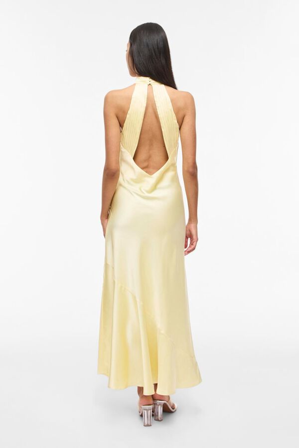 Vila Vestido comprido gola halter de festa Amarelo