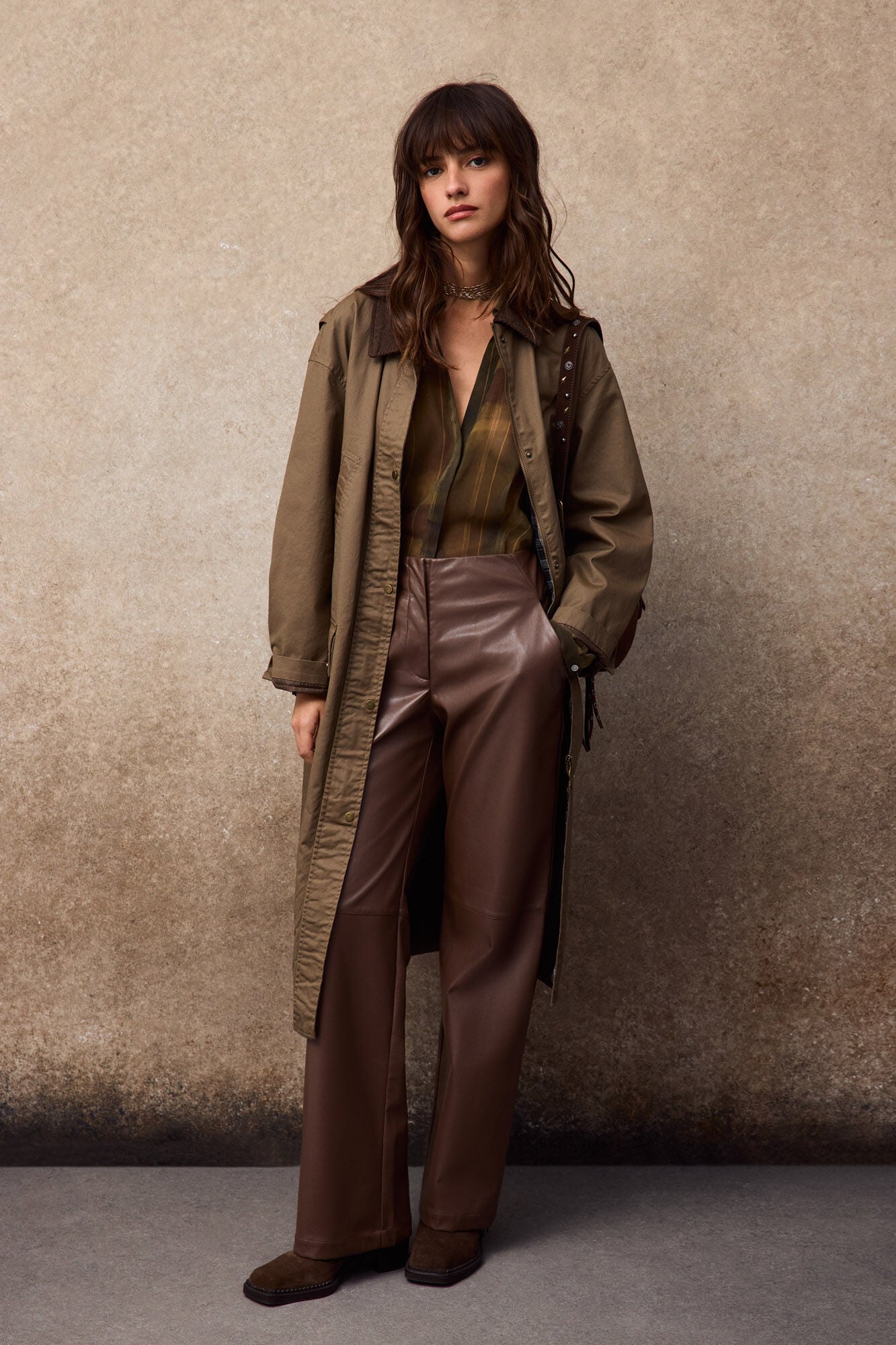 Slowlove Faux leather straight trousers