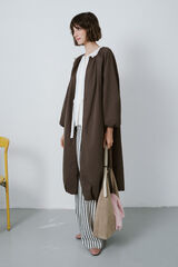 Cortefiel Long trench coat volume Dark brown