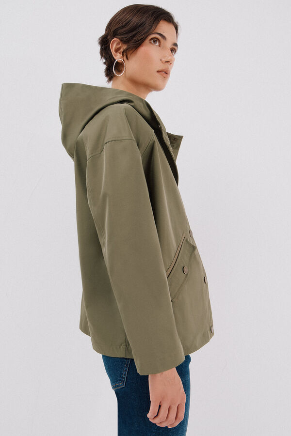 Cortefiel Short jacket with snap buttons Kaki