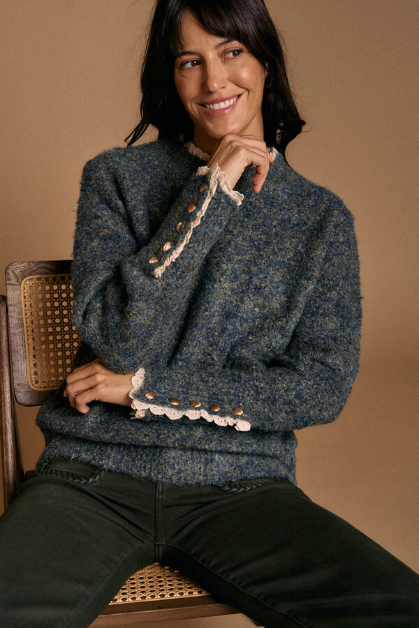 Pol&iacute;n Et Moi Su&eacute;ter de malha grossa Azul