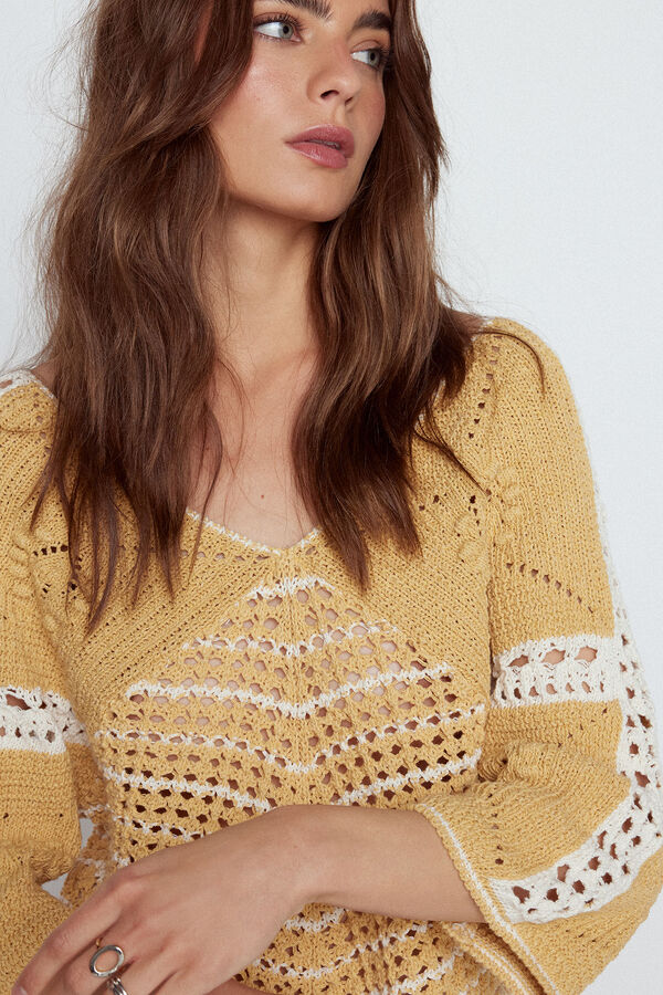 Cortefiel Two-tone textured jumper Ivory