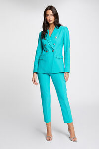 Cortefiel High waist slim fit trousers Turquoise