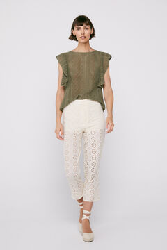 Cortefiel Embroidered trousers Brown