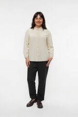 Vero Moda Curve Camisa de algodón de manga larga talla grande Beige