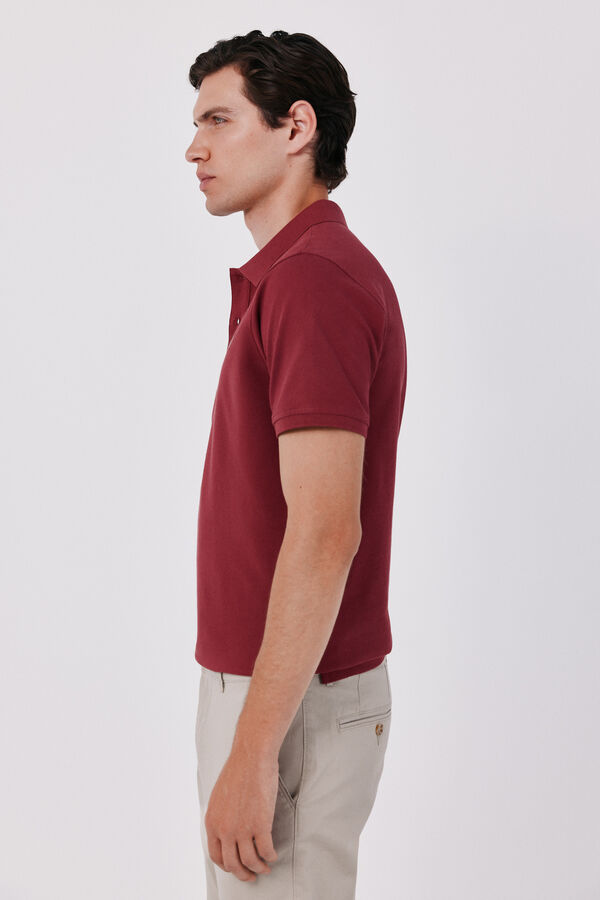 Cortefiel Piqu&eacute; slim polo shirt Maroon
