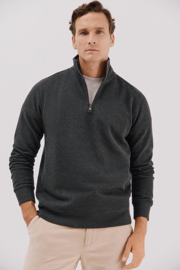 Cortefiel Zipped neck sweatshirt Grey