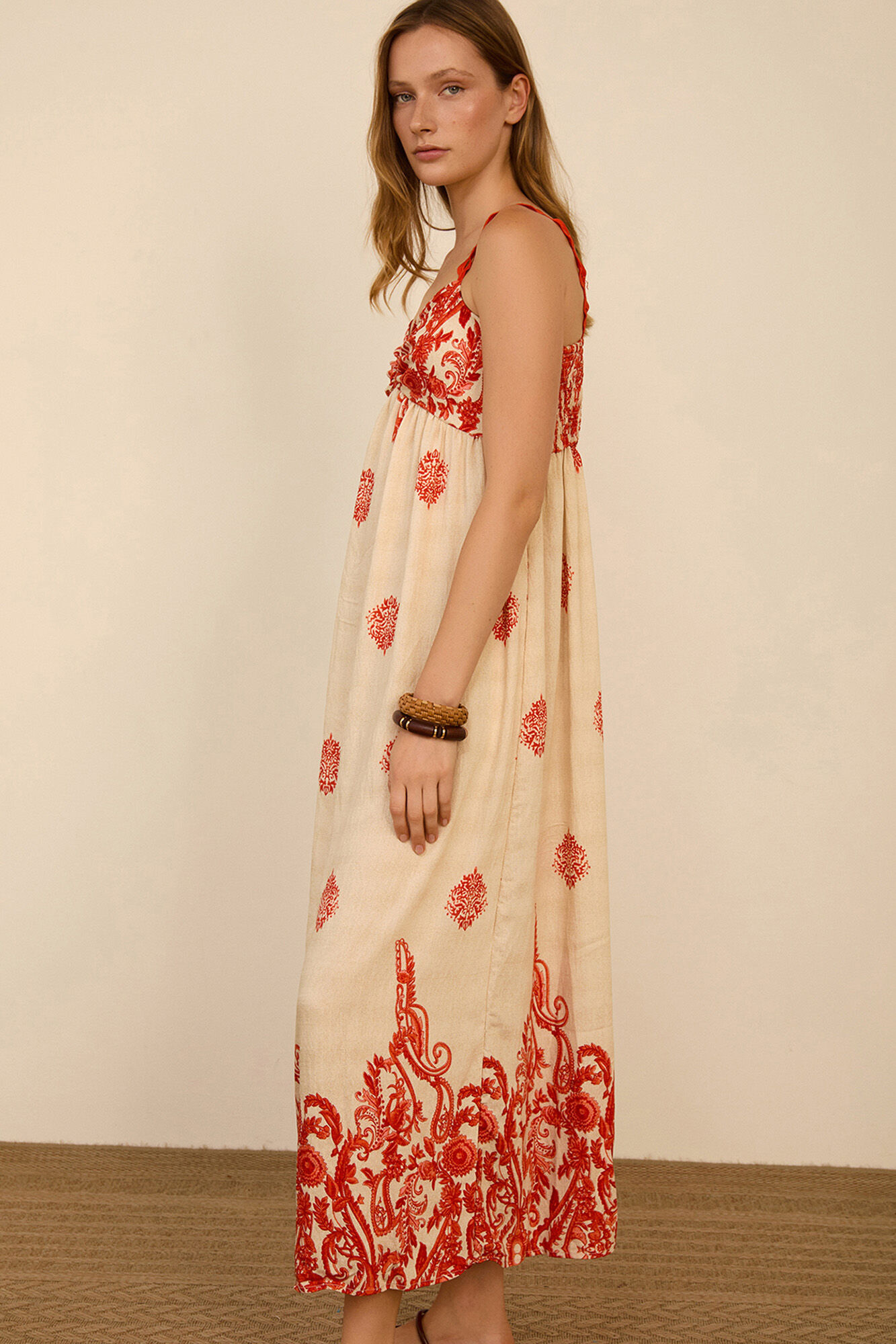Meisie Printed long dress