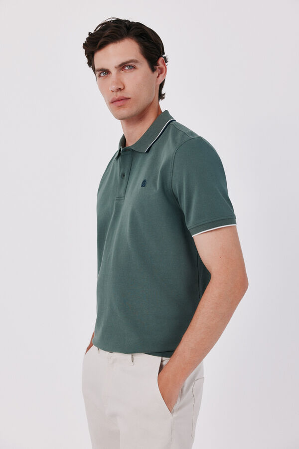 Cortefiel Piqu&eacute; polo shirt Kaki