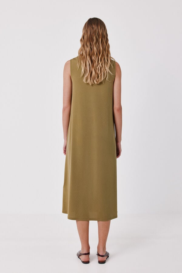 Cortefiel Fluid sleeveless dress Green