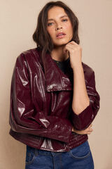 Slowlove Cazadora efecto piel brillo Granate