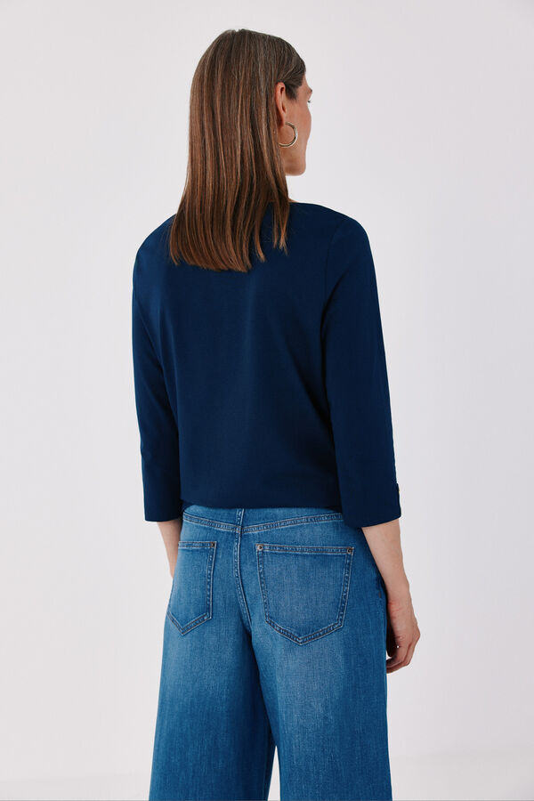 Cortefiel Boat neck T-shirt Navy