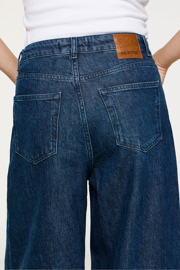 Selected Calça plissado de algodão orgânico. Azul