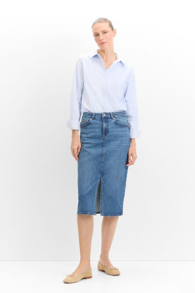 Cortefiel Denim Midi Skirt Blue