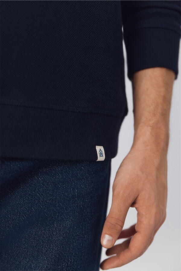 Cortefiel Textured crew neck sweatshirt Navy