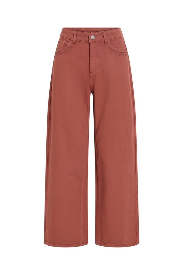Vila Cal&ccedil;as jeans wide leg Castanho