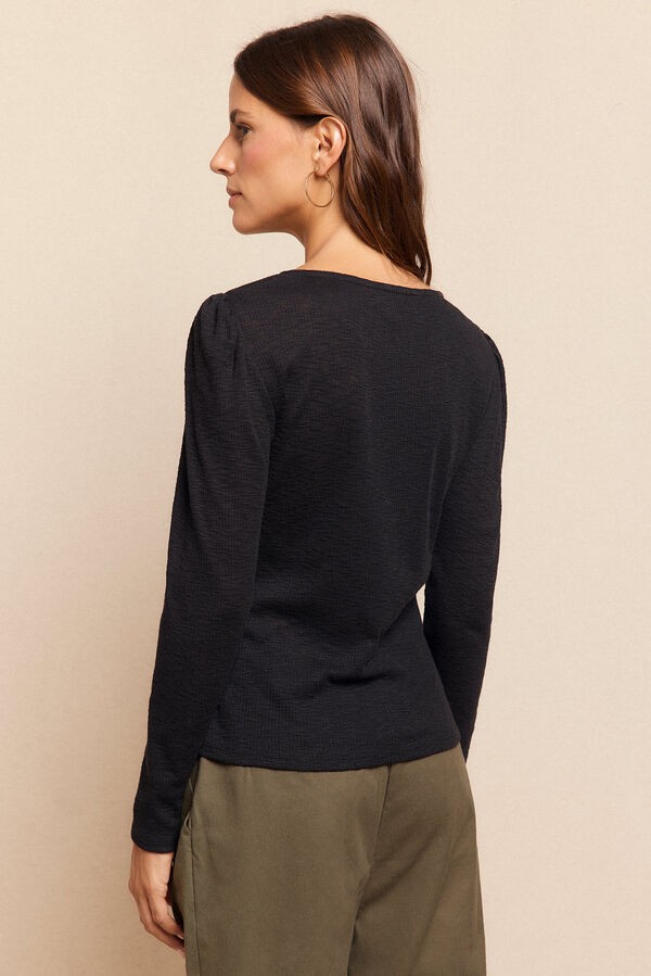 Slowlove Top escote blonda Negro