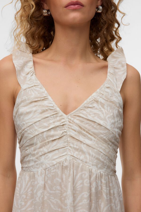 Vero Moda Vestido midi em algod&atilde;o Tostado