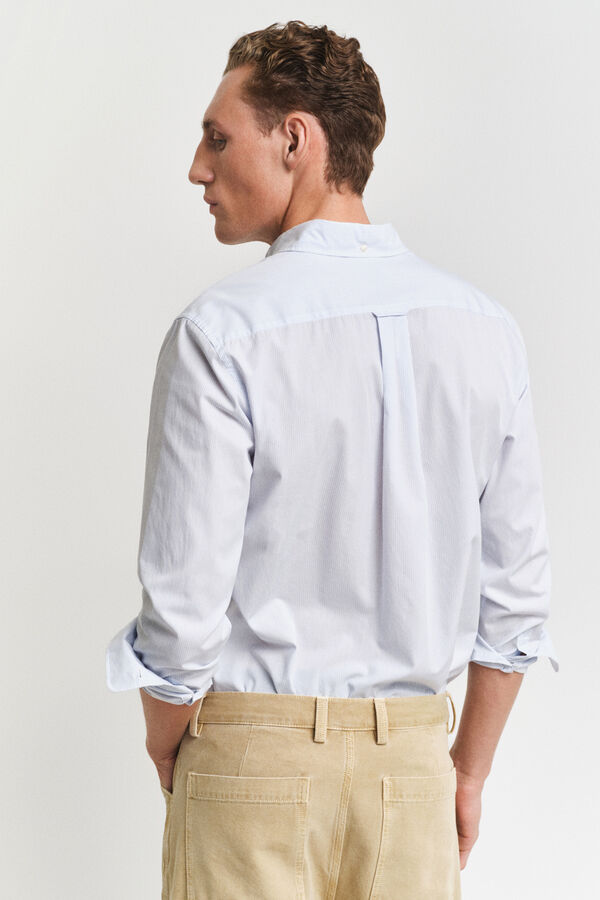 Gant Camisa riscas fina clássica Regular Fit Azul