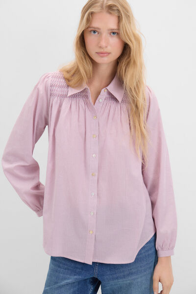 Cortefiel embroidered yoke shirt Lilac