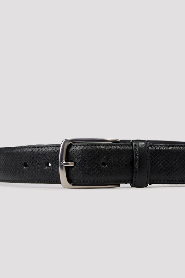 Cortefiel Cintur&oacute;n piel grabada sport Negro