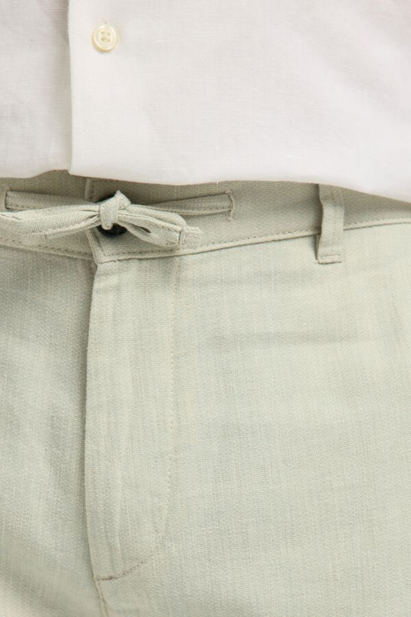 Selected Cal&ccedil;as chino de linho Verde