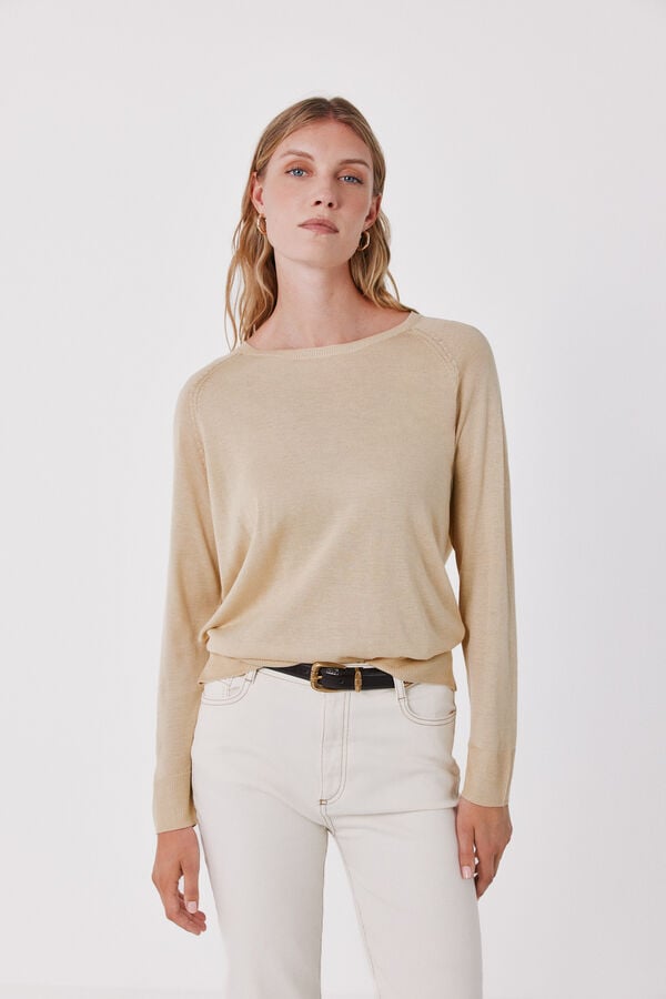 Cortefiel Fine knit jumper Nude