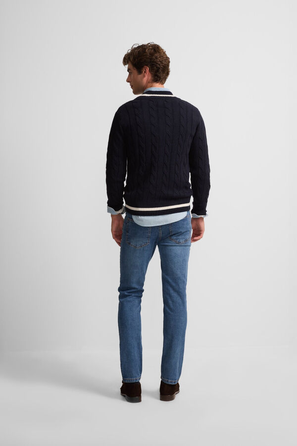 Silbon Classic college stripe jersey Navy