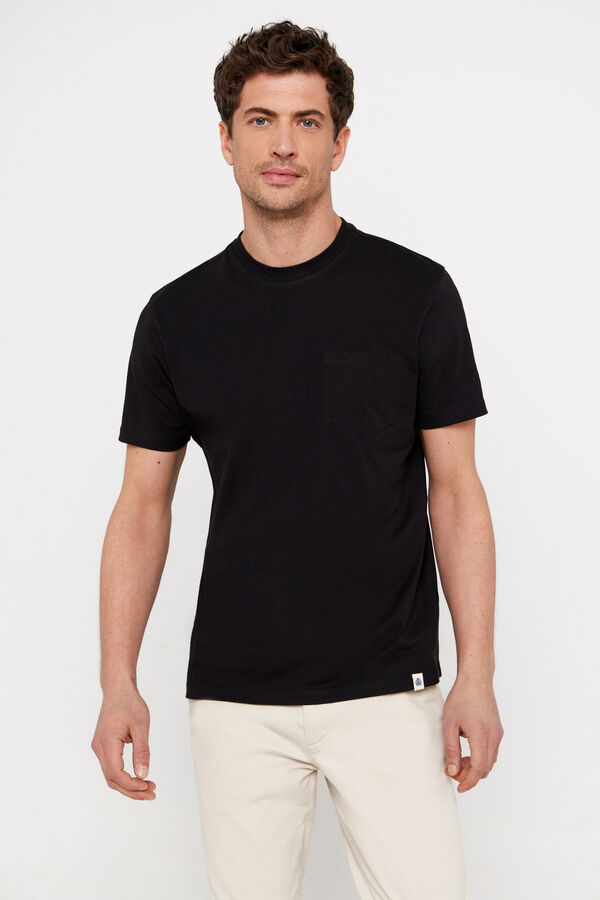 Cortefiel Basic T-shirt with pocket Black