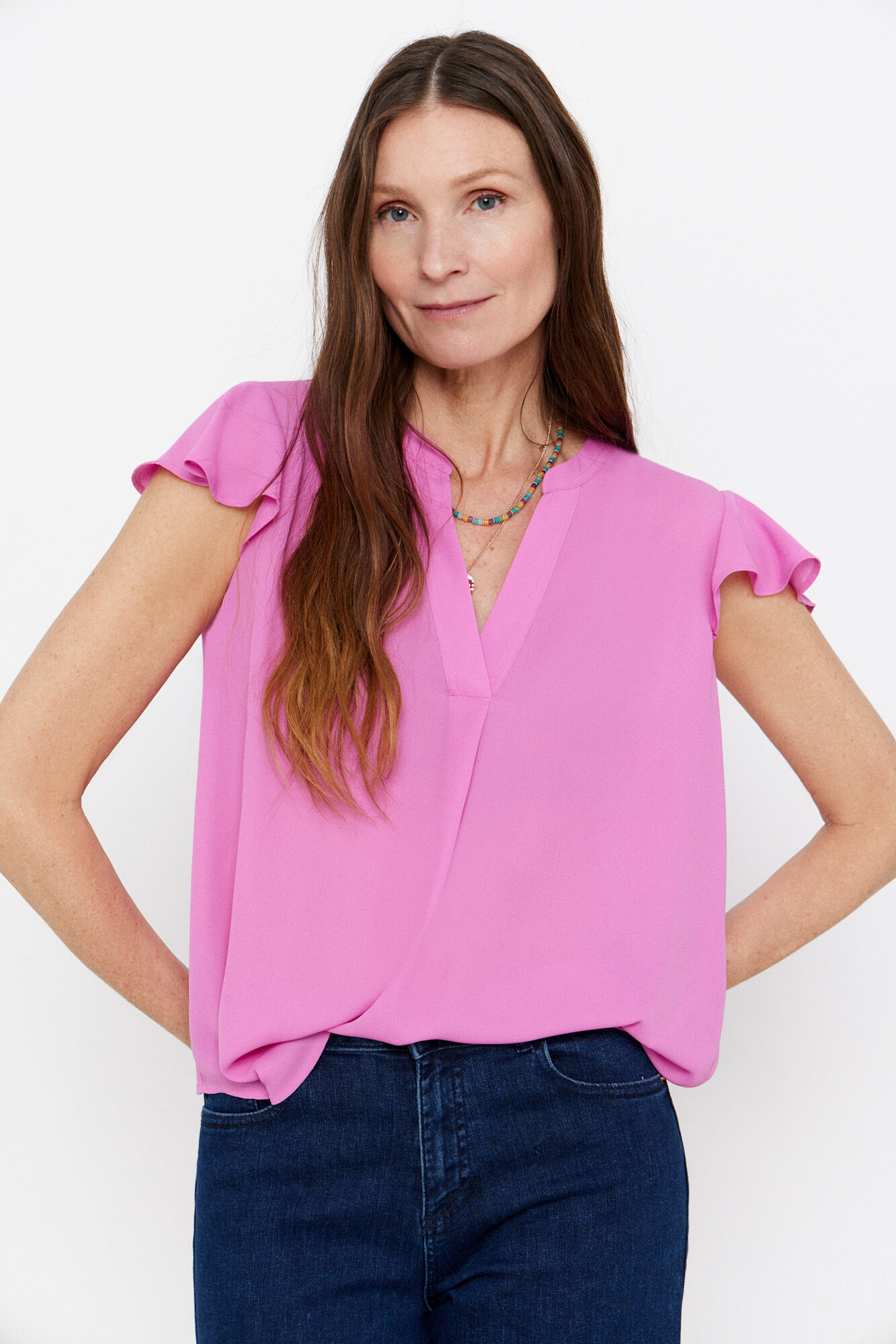 Blusa manga volante shop
