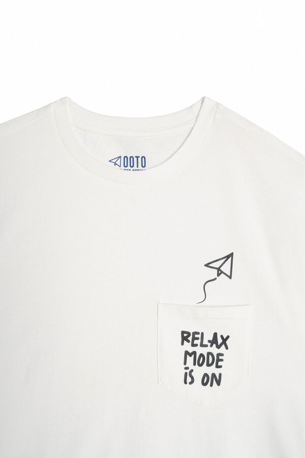 Cortefiel T-shirt bolso relax mode Ecru