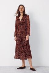 Cortefiel Flowing printed dress Printed brown