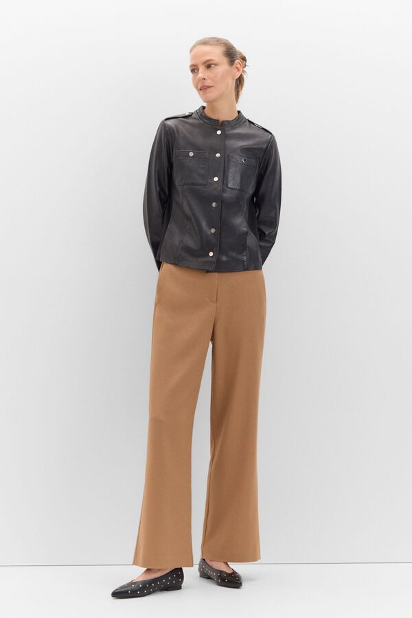 Cortefiel Comfort leather jacket Black