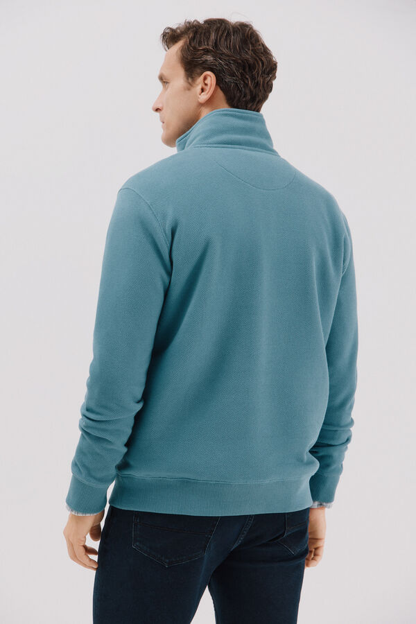 Cortefiel Zipped neck sweatshirt Blue