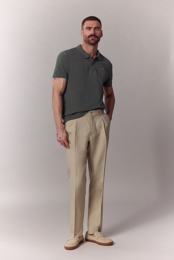 OOTO Polo b&aacute;sico em piqu&eacute; lavado Verde