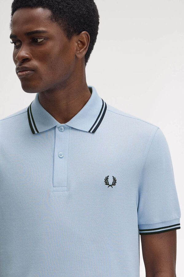 Fred Perry Polo piqué masculina de manga curta Azul