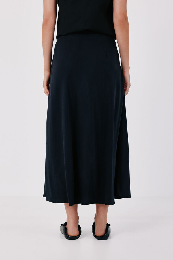 Cortefiel Midi skirt with belt Black