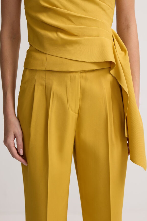 Silbon Calças plissadas Amarelo