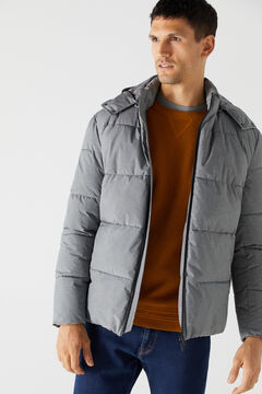 Cortefiel Quilted hooded puffer jacket Gray
