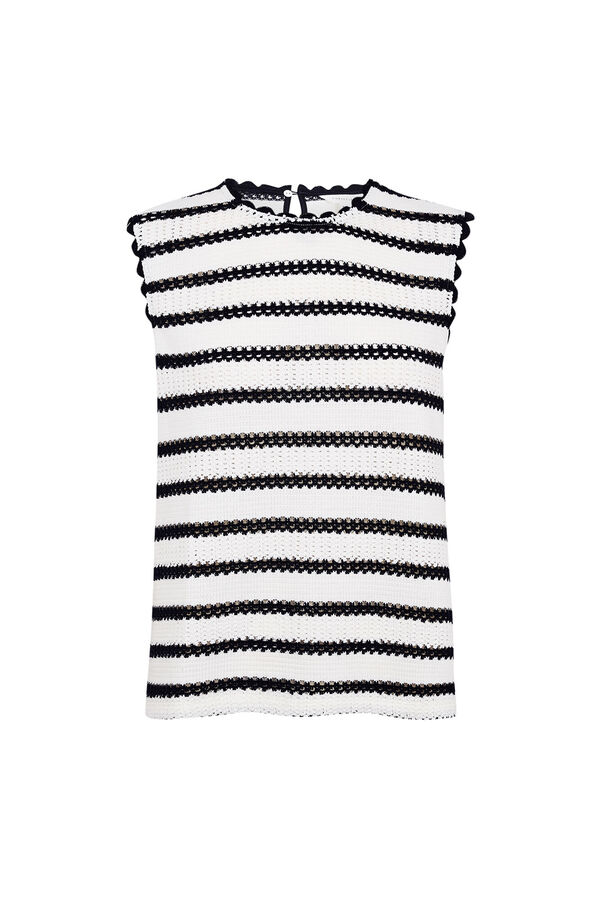 Cortefiel Striped sleeveless top Printed white
