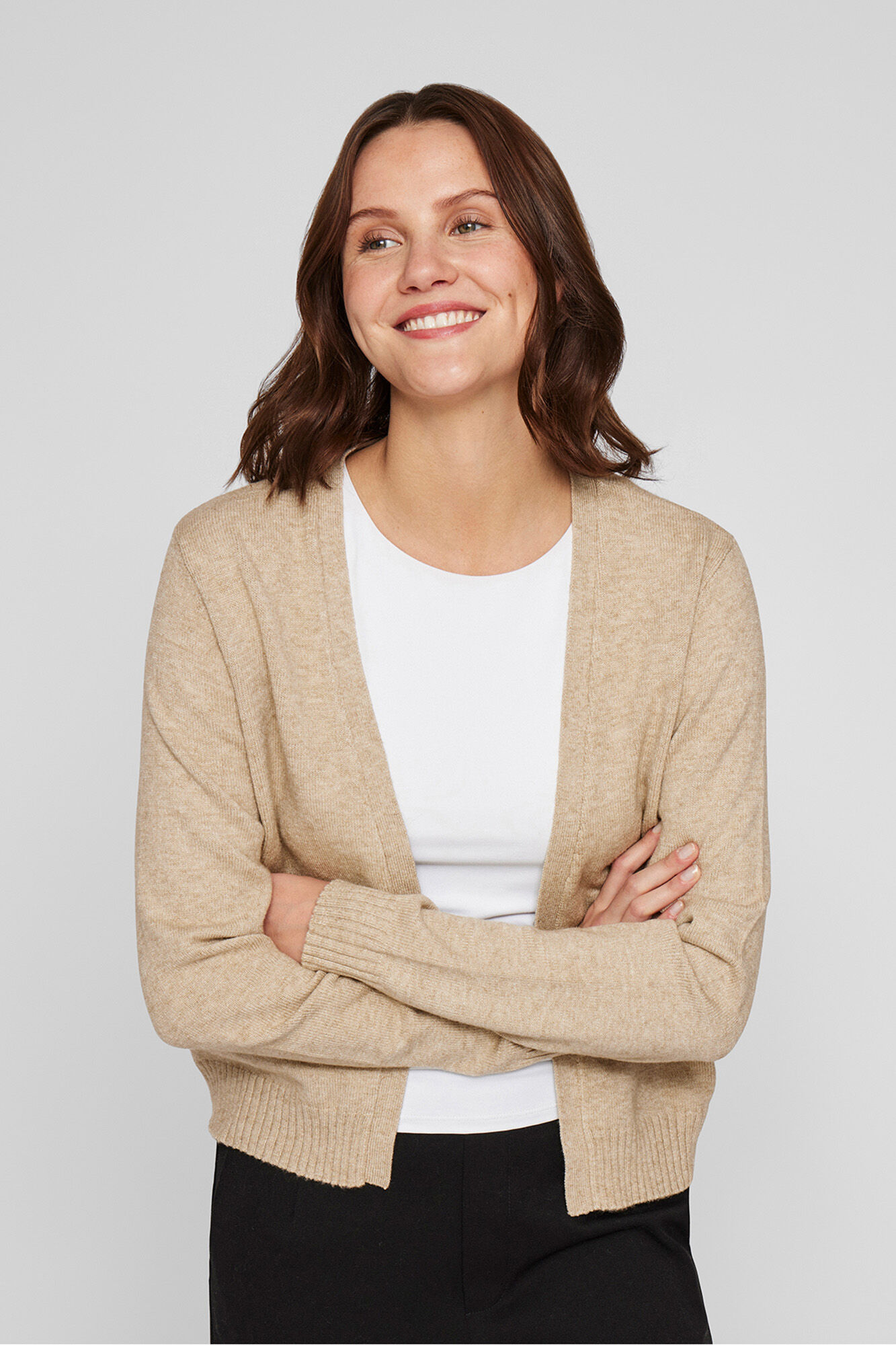 Vila Long jersey-knit cardigan with viscose