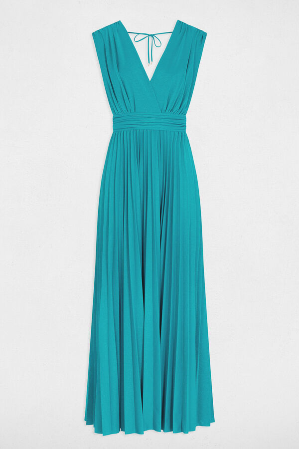 Cortefiel Long flared dress Turquoise