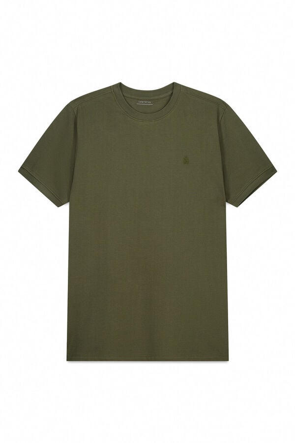 Cortefiel Basic piqué t-shirt Kaki
