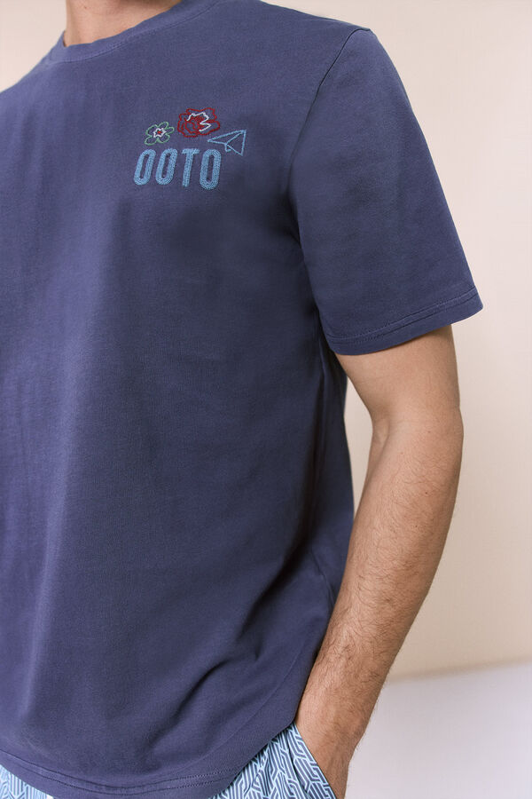 OOTO T-shirt gr&aacute;fica lavada Azul