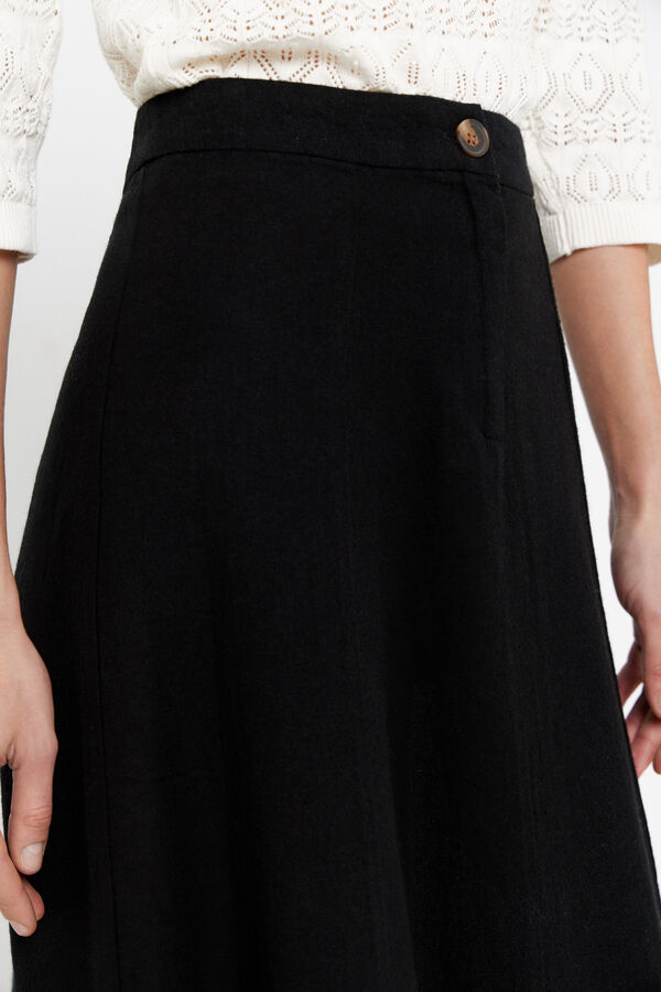 Cortefiel Midi skirt with buttons Black