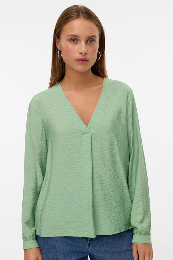 Vero Moda Camisa manga comprida gola em bico Verde