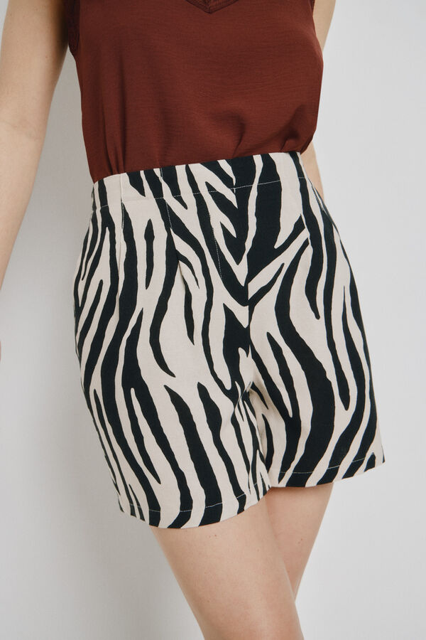 Vero Moda Cal&ccedil;&otilde;es de linho com cintura el&aacute;stica Tostado
