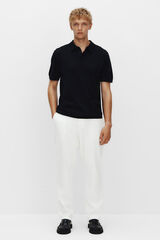 Selected Short sleeve jersey-knit polo shirt  Black